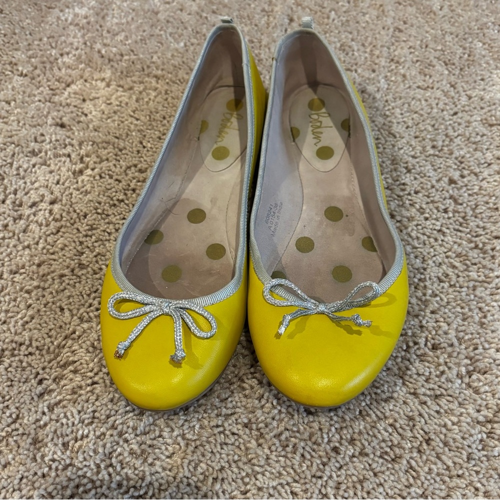 Boden Kitty Leather Flexi Sole Ballet Flats Womens Size 38 - 7.5 US yellow
